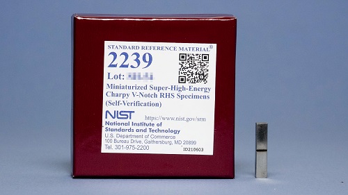 NIST SRM 2239 Miniaturized Super-High-Energy Charpy V-Notch RHS Specimens (Self-Verification)